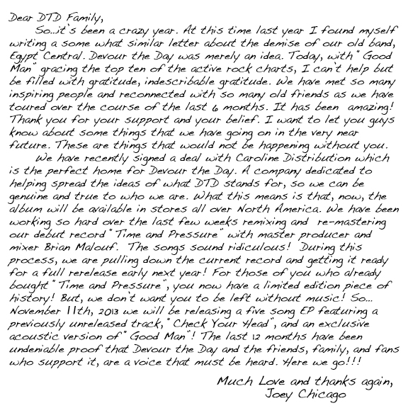 MUSIC NEWS: DEVOUR THE DAY ALBUM/TOUR NEWS
