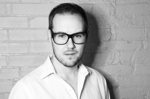 kyle labine - april 2013 - glasses - black and white