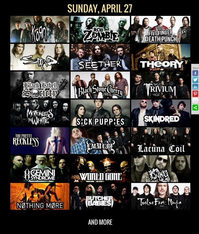 Welcome To Rockville lineup for April 27, 2014