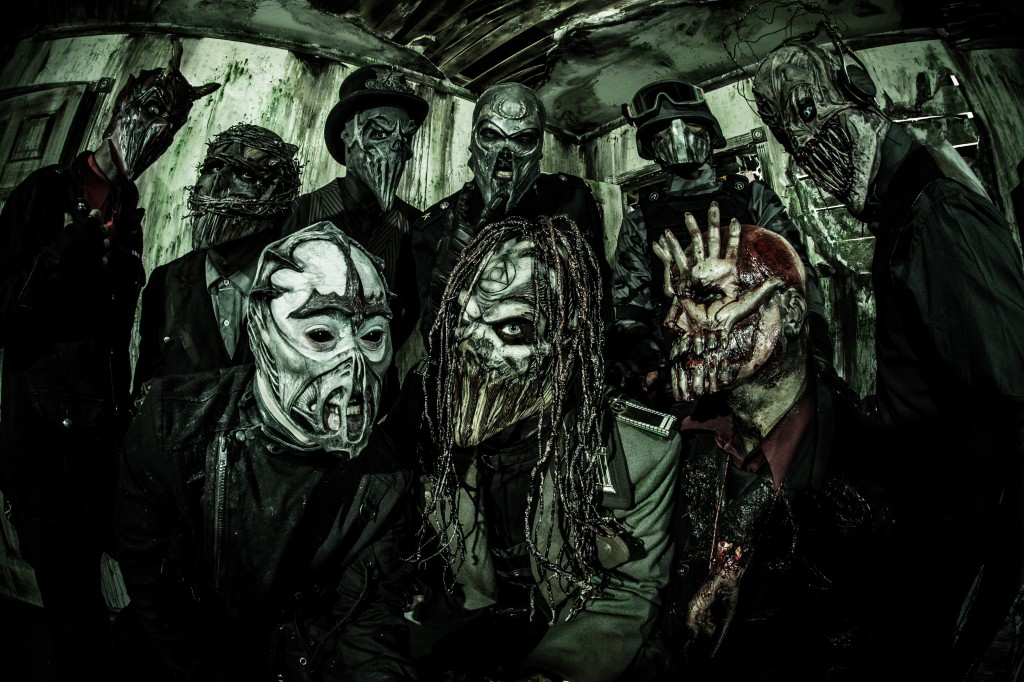 Mushroomhead is comprised of drummers Skinny, Robert Diablo and Stitch, vocalists JMann, Jeffrey Nothing & Waylon, keyboardist Schmotz, guitarist Church and bassist Dr. F