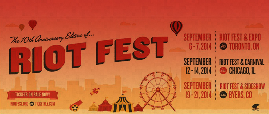 RIOT FEST UNVEILS 10th ANNIVERSARY LINE-UPS FOR CHICAGO, DENVER & TORONTO