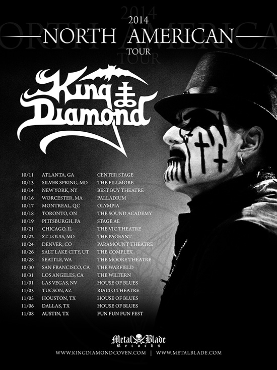 KING DIAMOND ANNOUNCES NORTH AMERICAN TOUR 2014