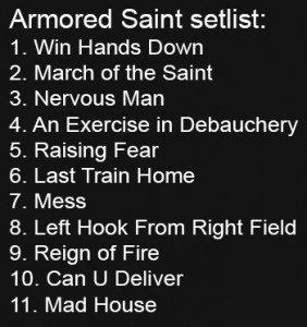 Armored Saint Set List